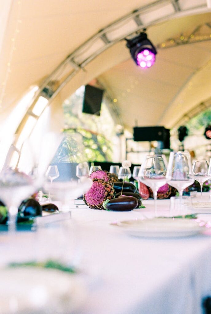 Clear Wine Glasses on the Table